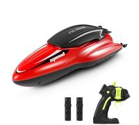 Kavolet Mini Boat with Remote Control, Fast Speed Boat with 2 Rechargeable Batteries for Pools and Lakes, Toy for Adults, Boys and Girls (Red #-2)