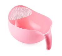 Kavolet Rice Washer Strainer Bowl, Colander Quinoa Strainer with Handle Kitchen for Easy Water Draining for Rice Veggie Fruit Cleaner Plastic (Large Pink)