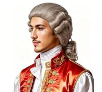 Kavsni Colonial Style Men's Wig, Natural Blonde Long Wavy Wig for Washington Halloween Costume, Historical Costume Wigs (Blonde)