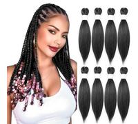 KAVSORAPI Braiding Hair Pre Stretched Hair Black Short Straight Crochet Braids Yaki Texture Synthetic Hair 8 Packs (1B/Natural Black)