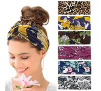 Kavya Wide Hair bands for Women Boho Headbands for Women's Hair Elastic Soft 6 Pieces Headband Print Head bands Adult Women Accessories Yoga Sports Hairband Multicoloured Thin Headscarf