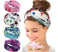 KAVYA Wide Headbands for Women's Hair Headband Soft Head Bands Adult Women Hairband Turban Flower Cotton Head band Everyday Yoga Sport Fitness