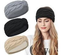 Kavya Winter Headbands for Women's Hair, Knitted Headband Soft Lining Cable Ear Warmers Comfy Ear Muffs Crochet Ladies Head Band Walks Ski Gifts for Women Girl