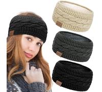 Kavya Winter Headbands for Women's Hair, Knitted Headband Soft Lining Cable Ear Warmers Comfy Ear Muffs Crochet Ladies Head Band Ski Walks Gifts for Women Girl