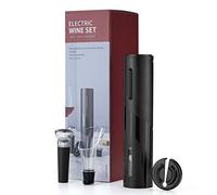 KAVYDENS 4-in-1 Electric Wine Opener Set - USB Rechargeable with Wine Decanter, Wine Aerator,Pourer, Wine Stopper and Foil Cutter. (Rechargeable 3-in-1, Black)
