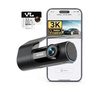 KAWA 3K Dash Cam Front, 32GB SD Card Included, Voice Control, Built-in Wi-Fi, 24/7 Parking Mode, G-Sensor, Night Vision, Loop Recording, App Control, 3K Dashcam for Cars, Truck, RV, SUV, Van-Black