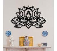 KAWA METALWORKS Lotus Flower Metal Wall Art, Mandala for Living Room, Large Lotus Decor, Spiritual Over the Bed, Zen (XLarge - 66cm x 102cm (H x W))