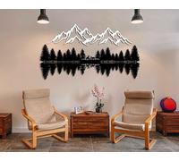 KAWA METALWORKS Mountain and Forest Wall Art Home Decor, Metal Wall Art of Pine Trees and Hill, Large Metal Nature Wall Decor, Mountain Landscape Wall Art (Large - 65cm x 112cm (HxW))