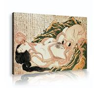 KAWAAI Fisherman'S Wife Dream Japanese Poster Katsushika Hokusai Oil Paintings Giclee Vintage Artwork Printed on Canvas for Hallway Decor 80x120cm Innerframe