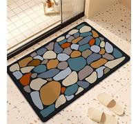 KAWABOSS Diatomite Stone Bath Mat Quick Dry Shower Mat Non Slip Bathroom Mat Modern Pebbles Motifs Super Absorbent Diatomaceous Floor Mats for Kitchen Bathtub
