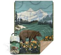 KawaGebo Kamp Outdoor Camping Blanket with Sherpa Lining, Extra Warm Thick Camp Blankets & Puffy Ultralight Soft Poncho DWR Camping Quilt for Cold Weather, Adventure,Sleeping,Backpacking 78"x 56"