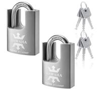 KAWAHA 21/40-2PS High Security Stainless Steel Shrouded Padlock with Stainless Steel Key for Both Indoor and Outdoor use (Heavy Duty, Anti-Rust) (1-9/16 in. (40mm), Keyed Alike - 2 Pack)