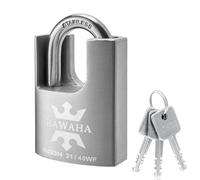 KAWAHA 21/40KD-3SK High Security Stainless Steel Shrouded Padlock with Key for Both Indoor and Outdoor use (Heavy Duty, Anti-Rust) (1-9/16 in. (40mm), Keyed Different - 3 Stainless Steel Keys)