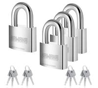 KAWAHA 41/50-4PS 2 inch 50mm High Security Stainless Steel Padlock with Stainless Steel Key for Indoor and Outdoor Use (Heavy Duty, Anti-Rust) - 4 Pack