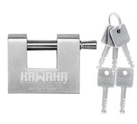 KAWAHA 71/60KD-5SK Stainless Steel D-Shaped Heavy Duty Padlock with Key for Garage Door, Containers, Shed and Warehouse (2-3/4 inch, Keyed Different - 5 Stainless Steel Keys)