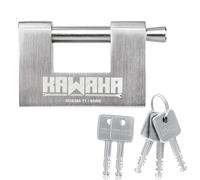 KAWAHA 71/80KD-5SK Stainless Steel D-Shaped Heavy Duty Padlock with Key for Garage Door, Containers, Shed and Warehouse (3-1/8 inch, Keyed Different - 5 Stainless Steel Keys)