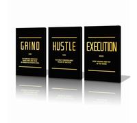 KAWAHONE Canvas Painting Wall Art, Motivational Wall Art, Grind Hustle Execute Inspirational Poster Print Positive Affirmation Gallery Artwork for Office Living Room and Bedroom Decor
