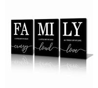 KAWAHONE Family Wall Art,Family Quotes,Inspirational Quotes Canvas a Little Bit of Crazy Quote Posters Family Sign Black and White Poster Living Room Decor, 24x36inx3pcs