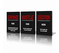 KAWAHONE Inspirational Canvas Art Wall Decor, Grind Hustle Execution Motivational Quotes Wall Art - Positive Affirmations for Bedroom Office Gym Living Room - Framed Ready to Hang