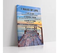 KAWAHONE Inspirational Wall Art,7 Rules of Life -Motivational Canvas Wall Art -Motivational Positive Quotes Wall Decor for Office or Home Decor