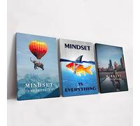 KAWAHONE Mindset is Everything - Motivational Wall Art - Inspirational Mindset Entrepreneur Posters Prints Framed Artwork for Office Gym Decor Ready to Hang