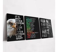 KAWAHONE Motivational Wall Art -Bald Eagle and Lion Inspirational Picture Animal Positive Quotes Wall Poster Framed Motivational Office Decor for Success - Ready to Hang