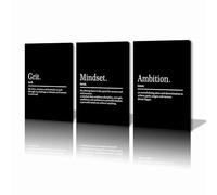 KAWAHONE Motivational Wall Art-Grit Mindset Ambition Wall Decor, Inspirational Canvas Painting Wall Art-Inspiring Entrepreneur Quote Posters Prints for Home and Office
