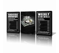 KAWAHONE Success Nutrition Facts, Time Is Money, Inspirational Wall Art - Motivational Quotes Canvas Decor -Hustle Weekly Schedule, Success Inspiring Entrepreneur Quote Posters for Home Office Framed
