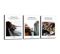 KAWAHONE The Gift Of Love Decor Wall Art, Cable Bridge Ocean Snow Mountain Artworks Poster Framed, Canvas Painting Printing Picture for Home Office Bedroom Living Room,12" x 16" x 3 PCS