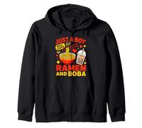 Kawai Just A Boy Who Loves Ramen And Boba Tea Zip Hoodie
