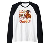 Kawaii 67 Thanksgiving Gobble Turkey Humor Six Seven Brain Raglan Baseball Tee