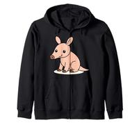 Kawaii Aardvark Cartoon Cute Animal Illustration Zip Hoodie