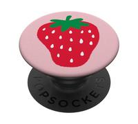 Kawaii Aesthetic Strawberry on Pastel Pink PopSockets Adhesive PopGrip