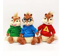 Kawaii Alvin And The Chipmunks Plush Toy Cute Chipmunks Alvin Theodore Simon Stuffed Animal Doll for Kids Birthday Gift 25cm 3 Pcs