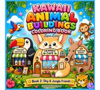 Kawaii Animal Buildings Coloring Book: Book 2: Sky & Jungle Friends