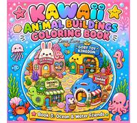 Kawaii Animal Buildings Coloring Book: Book 3: Ocean & Water Friends