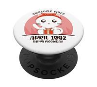 Kawaii Anime Cat - 30 Years Old April 1992 30th Birthday PopSockets Swappable PopGrip