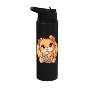 Kawaii Anime Cat Drinking Boba Tea Cat Bubble Tea Stainless Steel Insulated Water Bottle