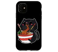 Kawaii Anime Cat Eating Japanese Noodles Ramen Case for iPhone 11