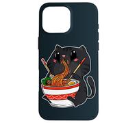 Kawaii Anime Cat Eating Japanese Noodles Ramen Case for iPhone 16 Pro Max