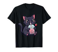 Kawaii Anime Cat Graphic Japanese Neko with Boba Tea Gifts T-Shirt
