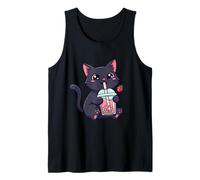 Kawaii Anime Cat Graphic Japanese Neko with Boba Tea Gifts Tank Top