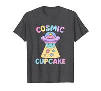 Kawaii Anime Cosmic Cupcake UFO Pastel Rainbow Design T-Shirt, Men, Dark Heather Grey, 5X-Large