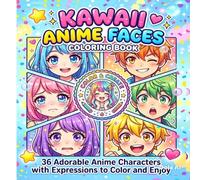 Kawaii Anime Faces Coloring Book: 36 Adorable Anime Characters with Expressions to Color and Enjoy