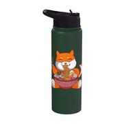 Kawaii Anime Fox Eating Japanese Noodles Ramen Stainless Steel Insulated Water Bottle