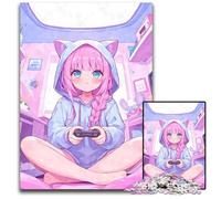 Kawaii Anime Gamer Girl Jigsaws 1000Pieces for Adults Challenging Puzzles Interactive Family Game DIY Home Decor Brain Challenge Gift 1000 PCS(75x50cm)
