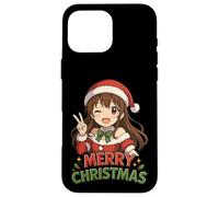 Kawaii Anime Girl Santa Merry Christmas Otaku Case for iPhone 16 Pro Max