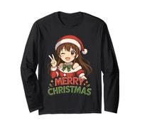 Kawaii Anime Girl Santa Merry Christmas Otaku Long Sleeve T-Shirt