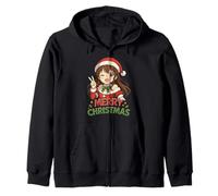 Kawaii Anime Girl Santa Merry Christmas Otaku Zip Hoodie