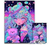 Kawaii Anime Girl with Teddy Bear Piece Jigsaw Puzzle Challenging Puzzles Brain Teaser Game Interactive Family Game Suitable for Ages 14 1000 PCS(75x50cm)